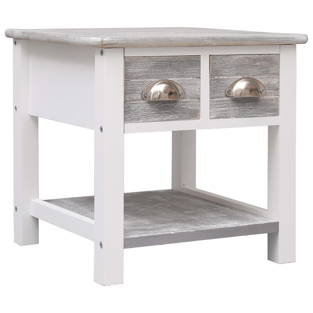 Tavolino Laterale Grigio 40x40x40 cm in Legno di Paulownia - homemem39