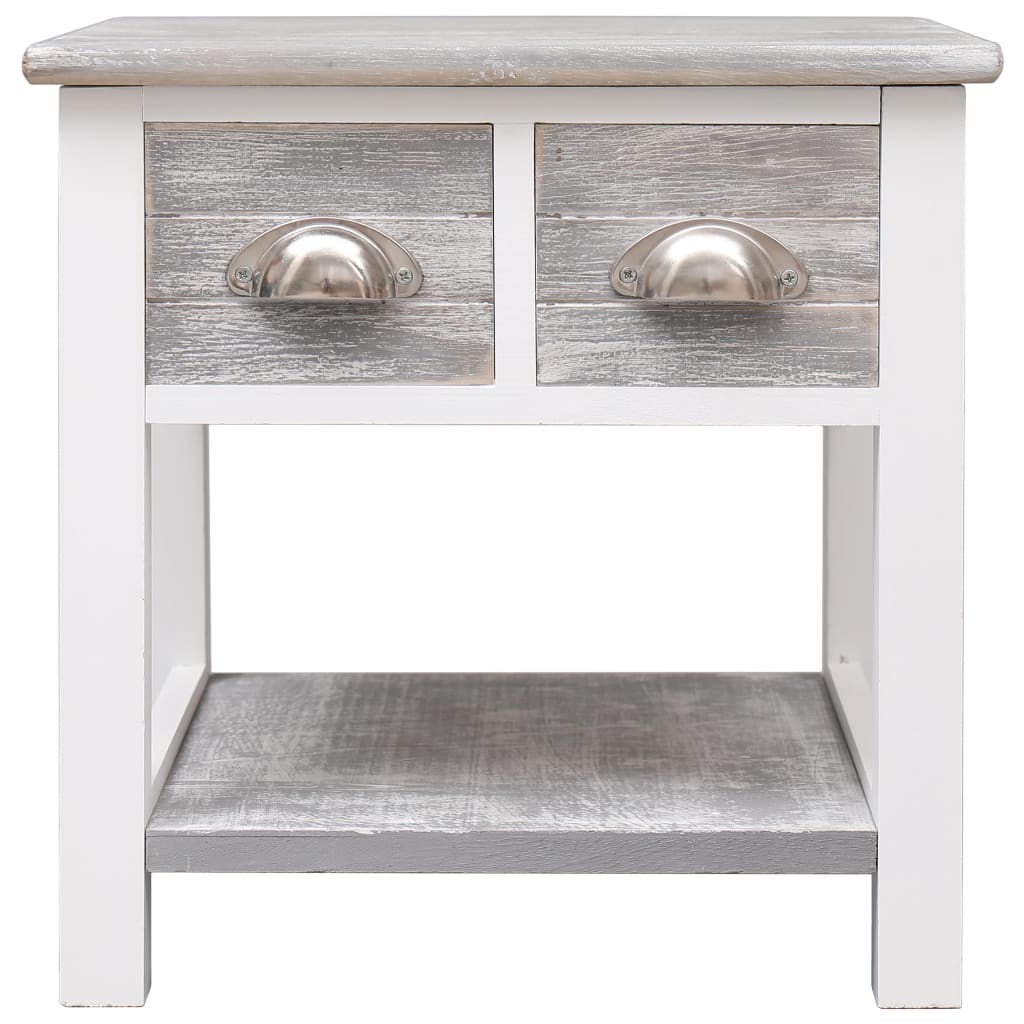 Tavolino Laterale Grigio 40x40x40 cm in Legno di Paulownia - homemem39