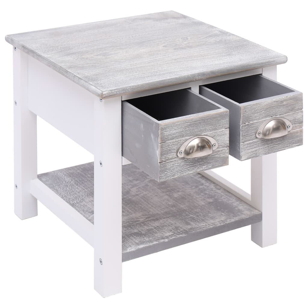 Tavolino Laterale Grigio 40x40x40 cm in Legno di Paulownia - homemem39