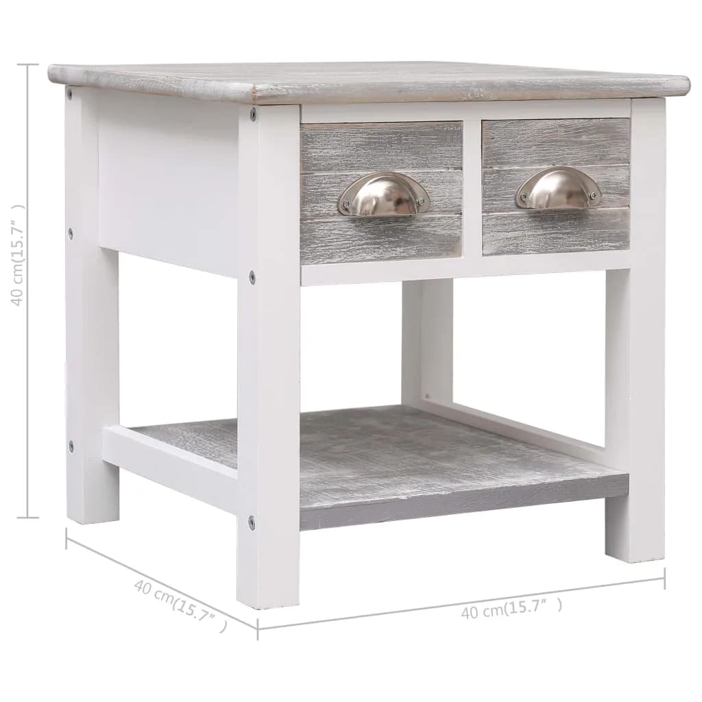 Tavolino Laterale Grigio 40x40x40 cm in Legno di Paulownia - homemem39
