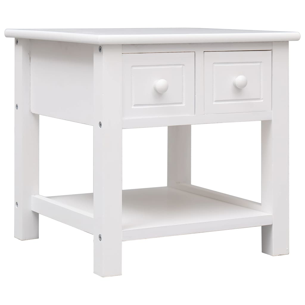 Tavolino Laterale Bianco 40x40x40 cm in Legno di Paulownia - homemem39