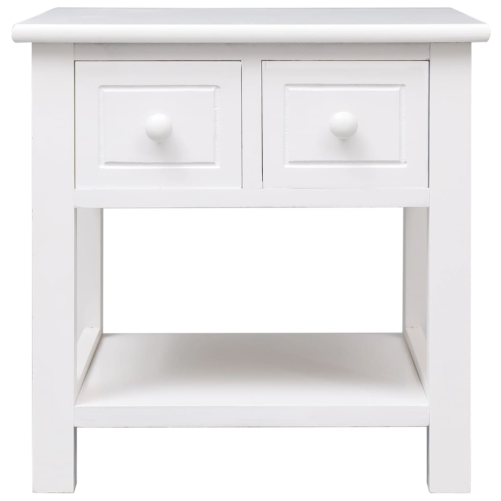 Tavolino Laterale Bianco 40x40x40 cm in Legno di Paulownia - homemem39