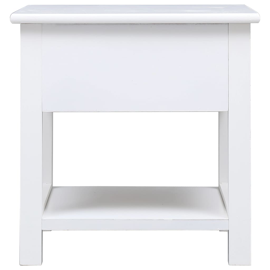 Tavolino Laterale Bianco 40x40x40 cm in Legno di Paulownia - homemem39
