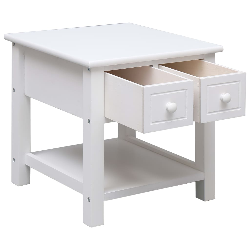 Tavolino Laterale Bianco 40x40x40 cm in Legno di Paulownia - homemem39