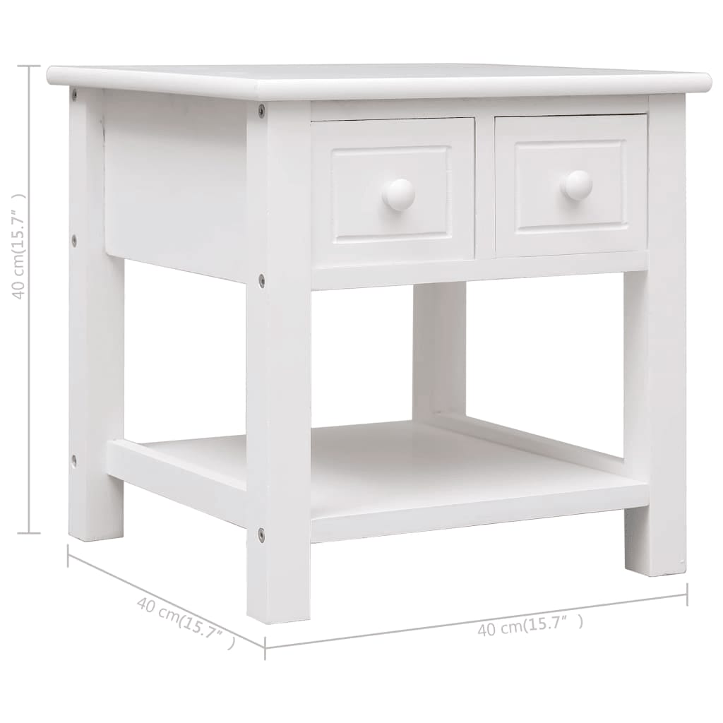Tavolino Laterale Bianco 40x40x40 cm in Legno di Paulownia - homemem39