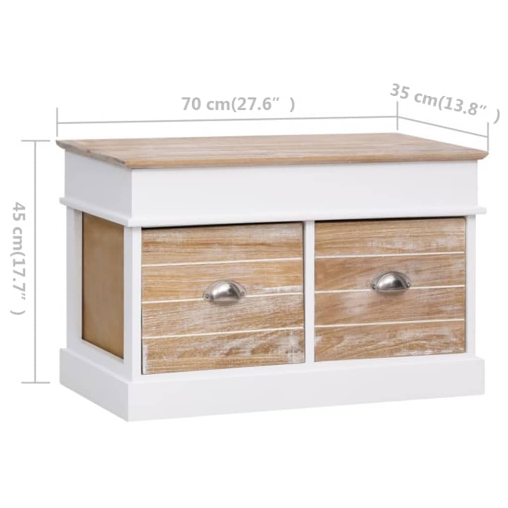 Panca da Ingresso 70x35x45 cm in Legno di Paulownia - homemem39