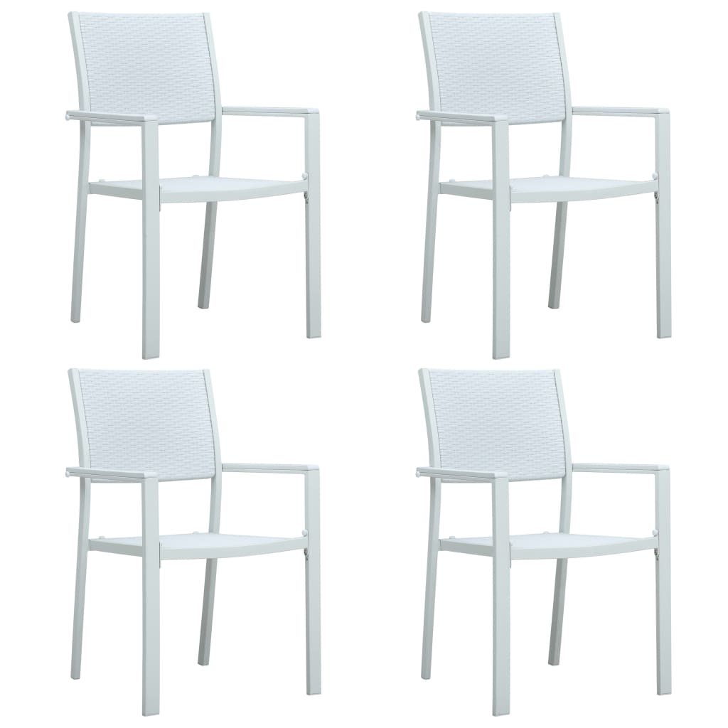 Sedie da Giardino 4 pz Bianche in Plastica Stile Rattan - homemem39
