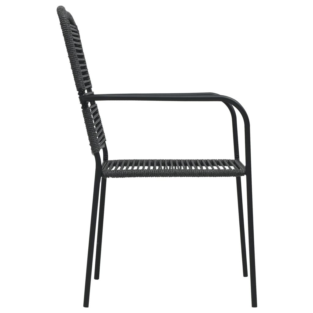 Set da Pranzo da Esterni 7 pz in Corda di Cotone e Acciaio Nero - homemem39
