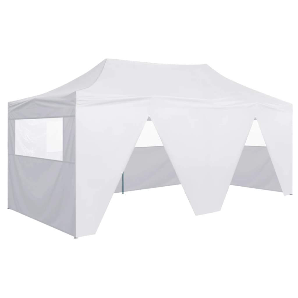 Gazebo Pieghevole con 4 Pareti 3x6 m Acciaio Bianco - homemem39
