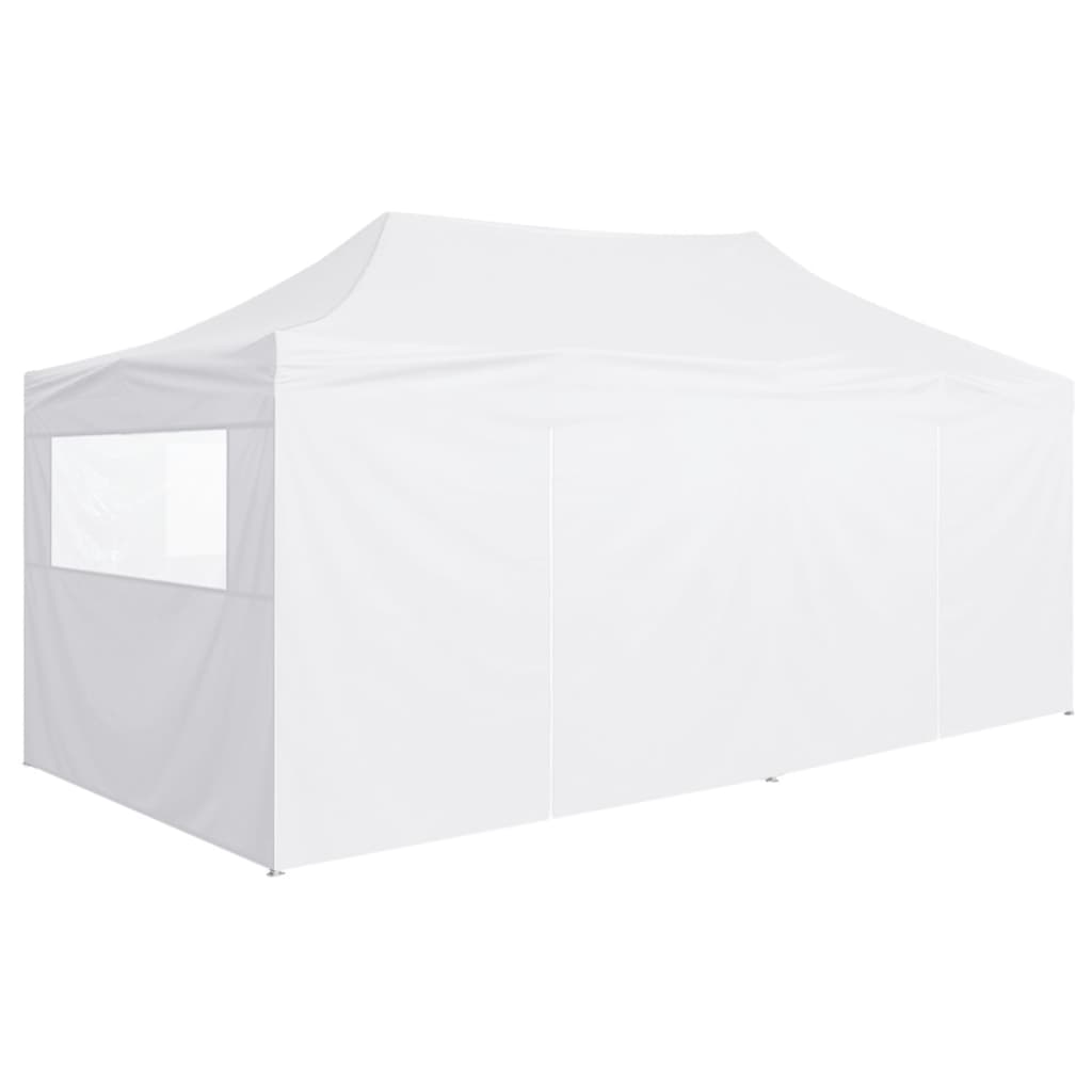 Gazebo Pieghevole con 4 Pareti 3x6 m Acciaio Bianco - homemem39