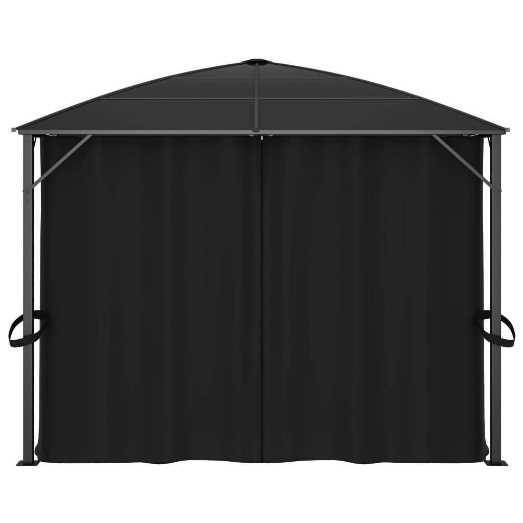 Gazebo con Tende 400x300x265 cm Antracite - homemem39