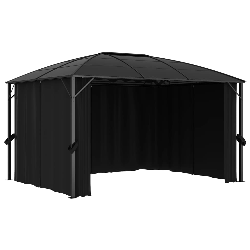 Gazebo con Tende 400x300x265 cm Antracite - homemem39