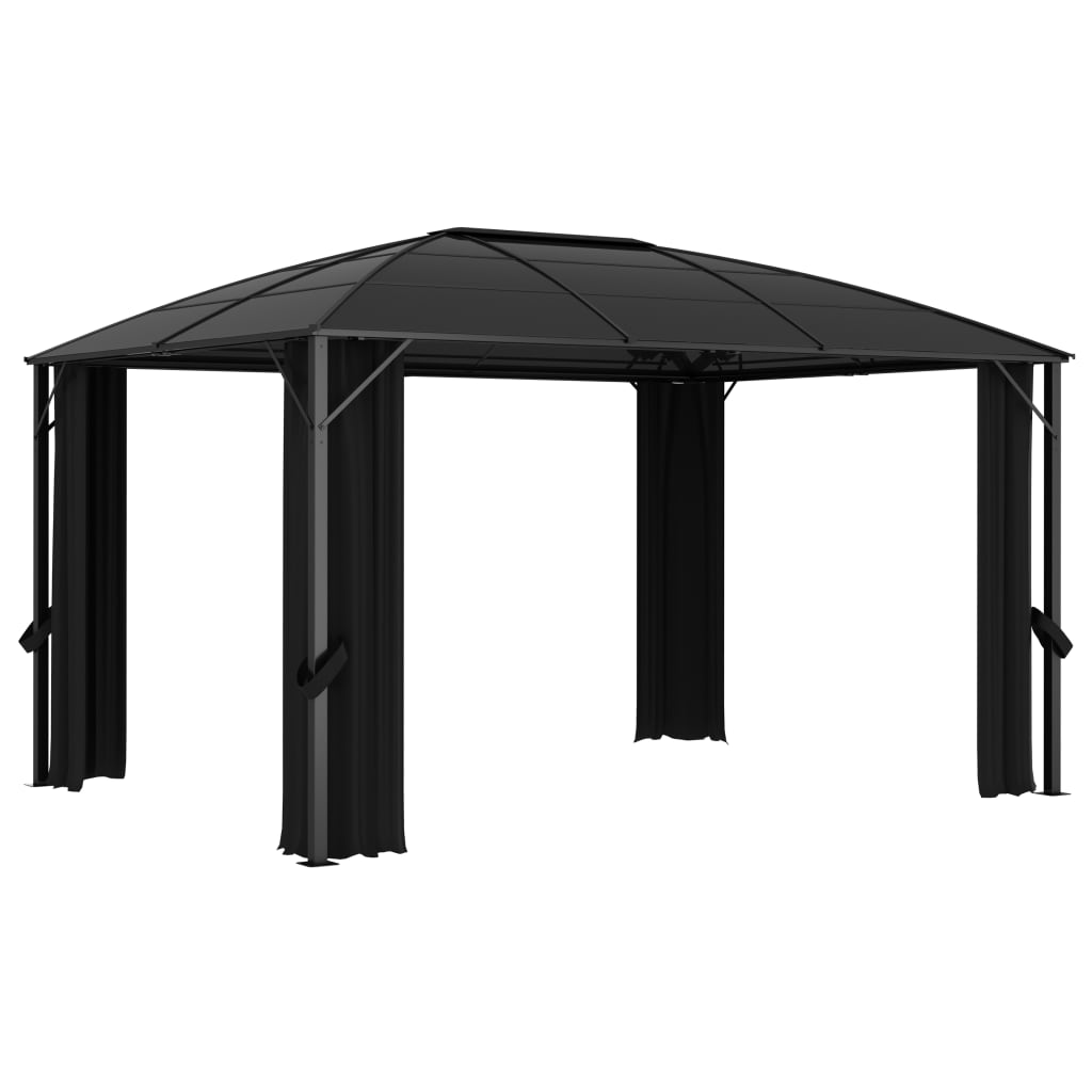 Gazebo con Tende 400x300x265 cm Antracite - homemem39