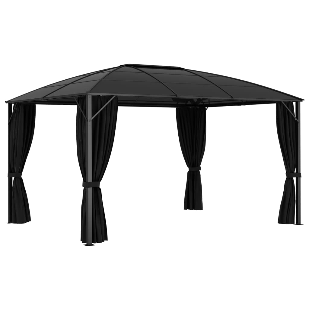 Gazebo con Tende 400x300x265 cm Antracite - homemem39