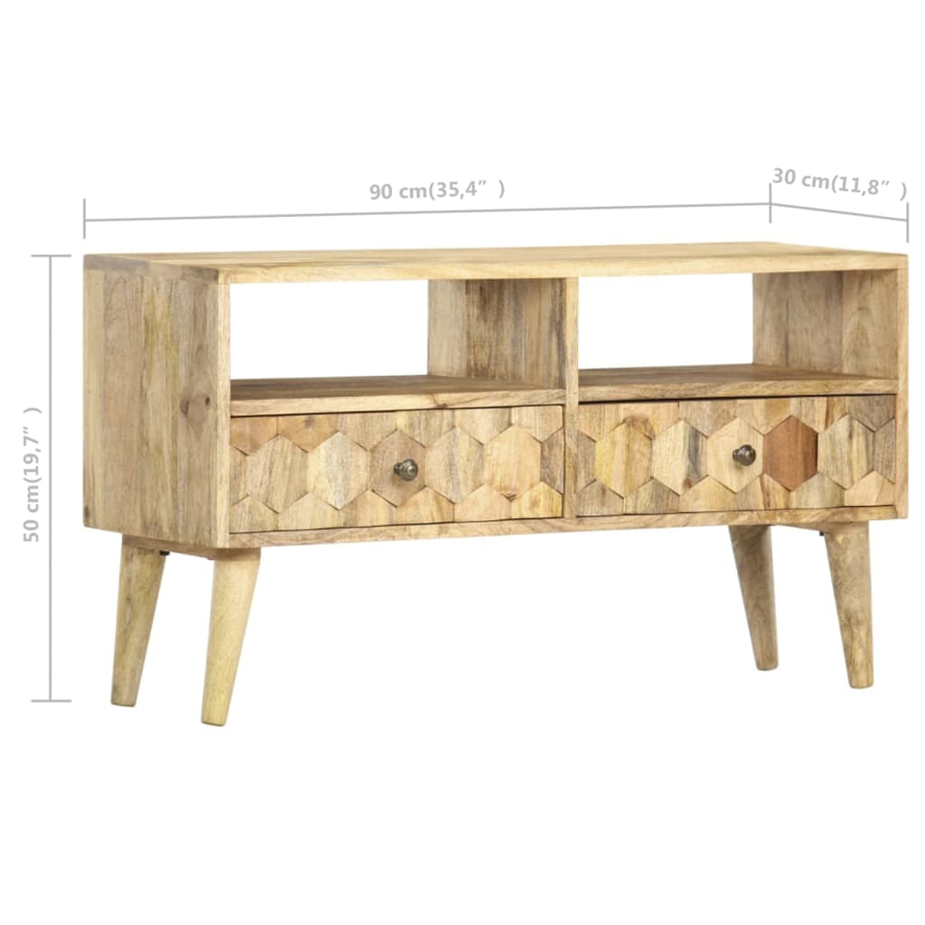 Mobile Porta TV 90x30x50 cm in Legno Massello di Mango - homemem39