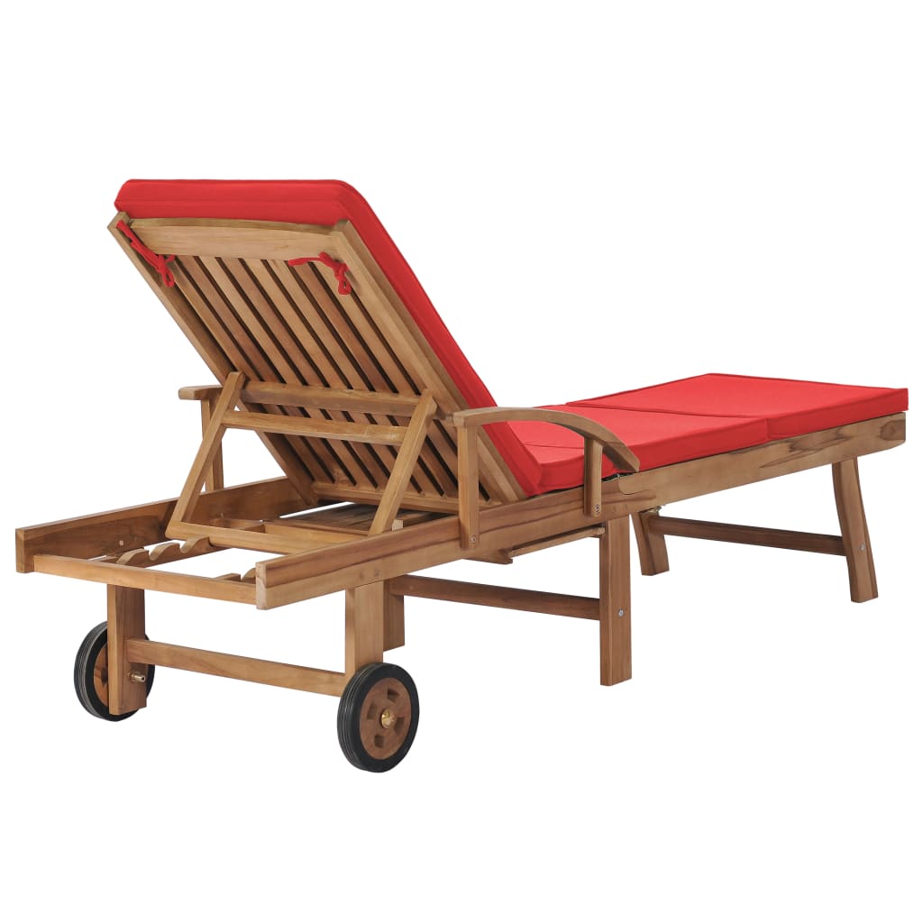 Lettini Prendisole con Cuscini 2 pz in Legno di Teak Rosso - homemem39