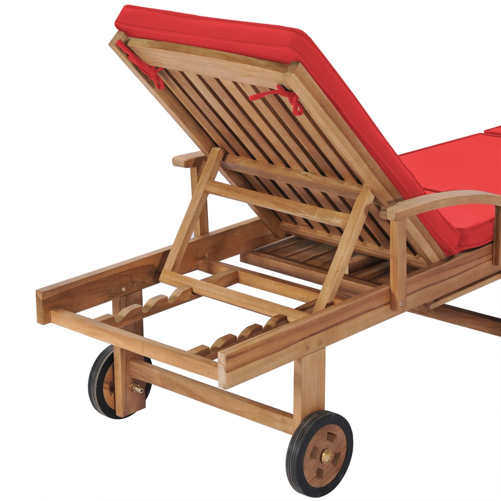 Lettini Prendisole con Cuscini 2 pz in Legno di Teak Rosso - homemem39