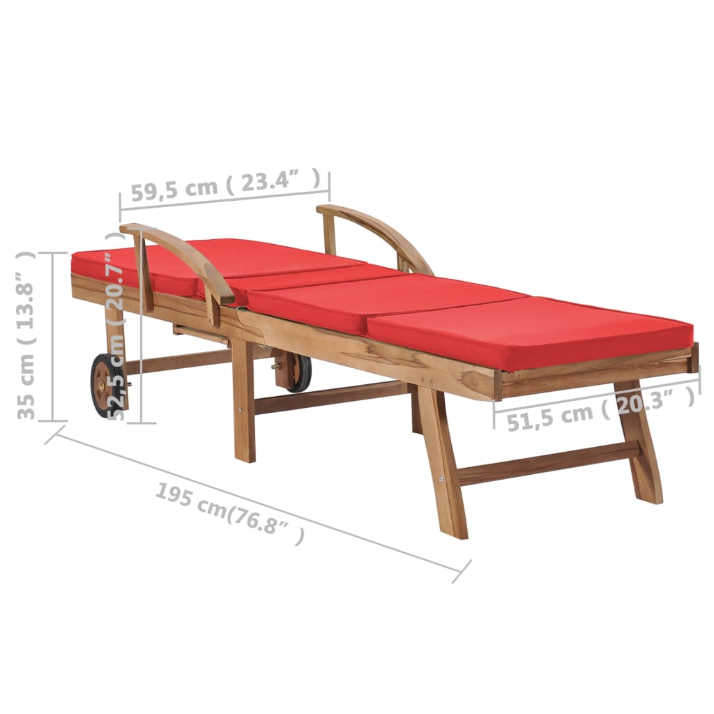 Lettini Prendisole con Cuscini 2 pz in Legno di Teak Rosso - homemem39