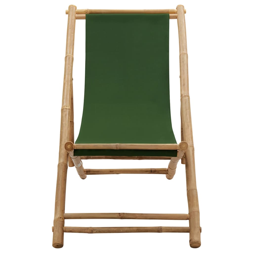 Sedia a Sdraio in Bambù e Tela Verde - homemem39