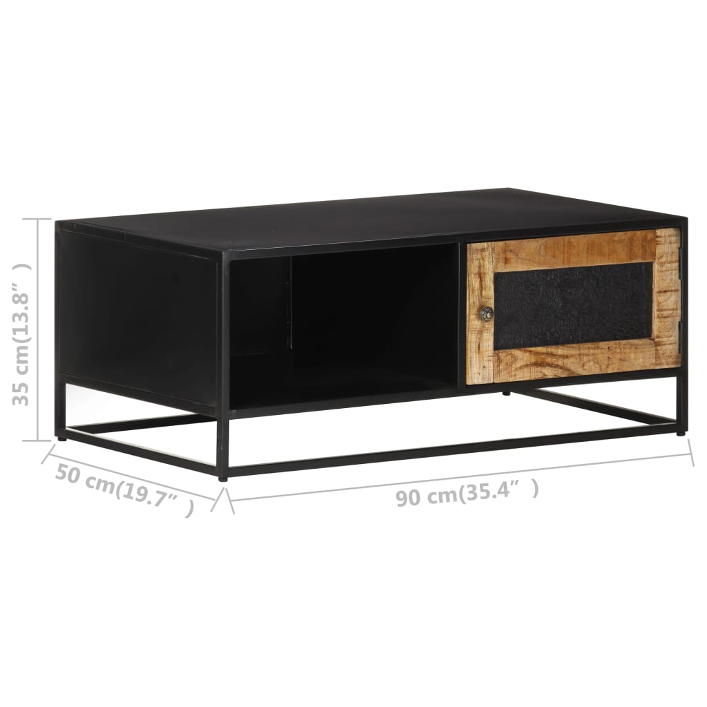 Tavolino da Salotto 90x50x35 cm in Legno di Mango Grezzo - homemem39