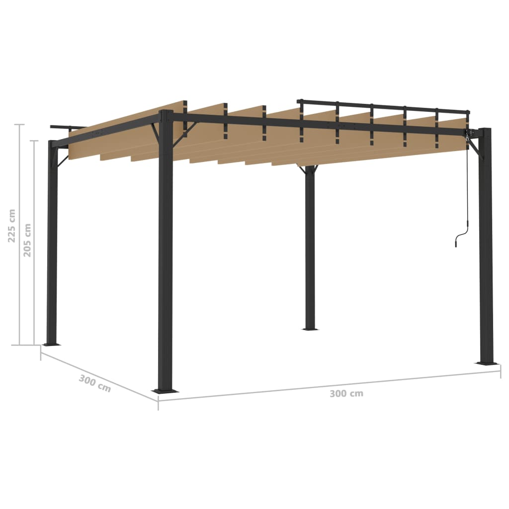 Pergolato a Lamelle 3x3m Grigio Talpa Tessuto e Alluminio - homemem39