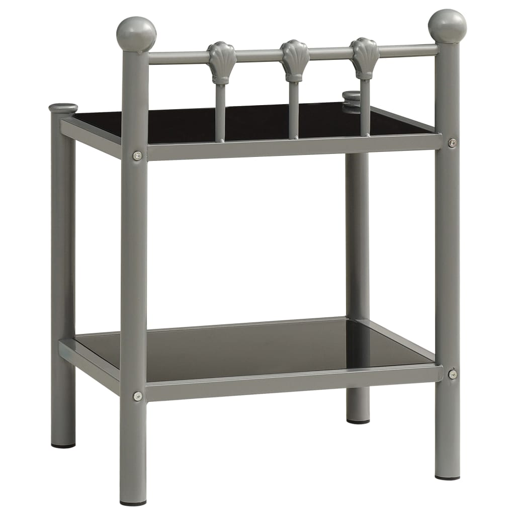 Comodino Grigio e Nero 45x34,5x60,5 cm in Metallo e Vetro - homemem39