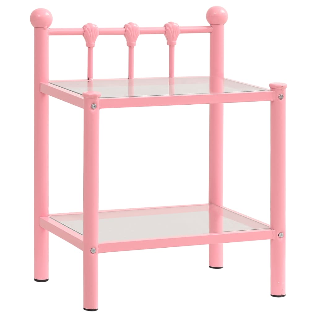 Comodini 2 pz Rosa e Trasparente in Metallo e Vetro - homemem39