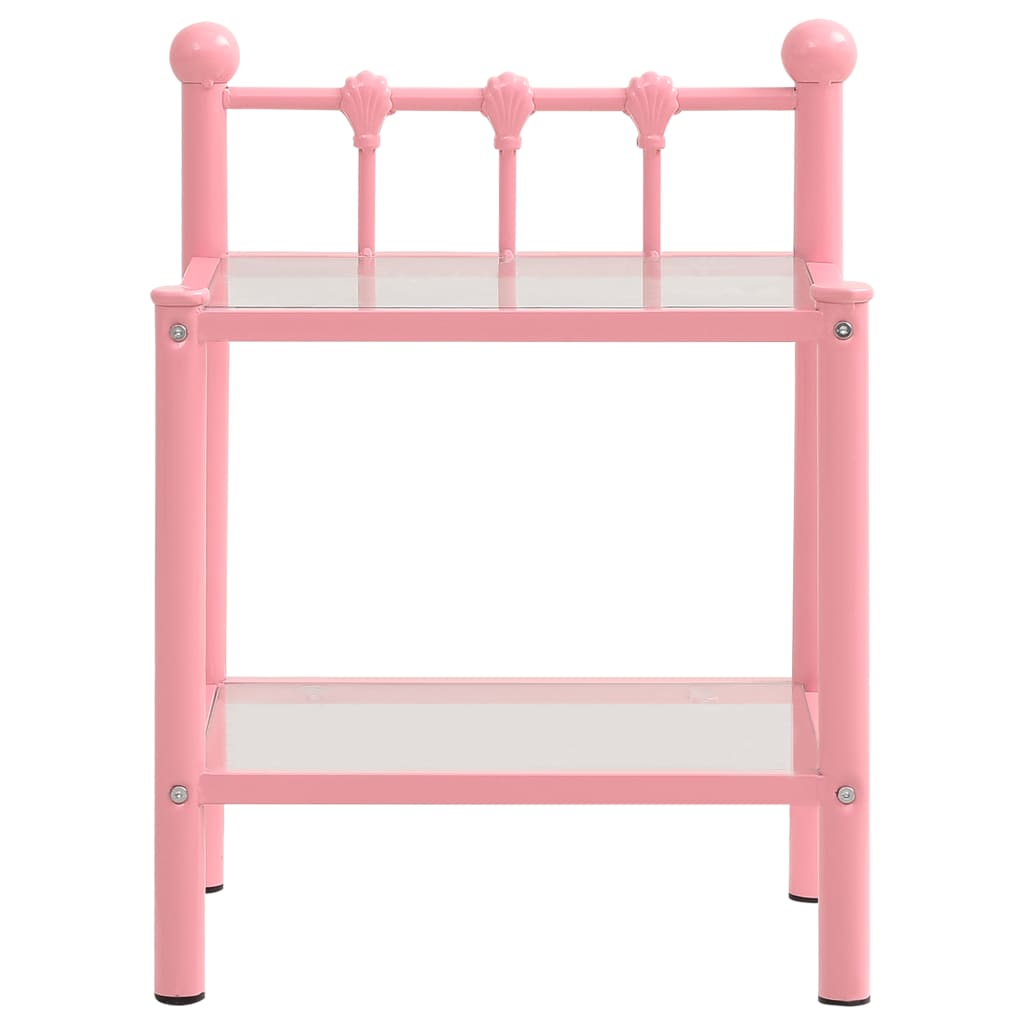 Comodini 2 pz Rosa e Trasparente in Metallo e Vetro - homemem39