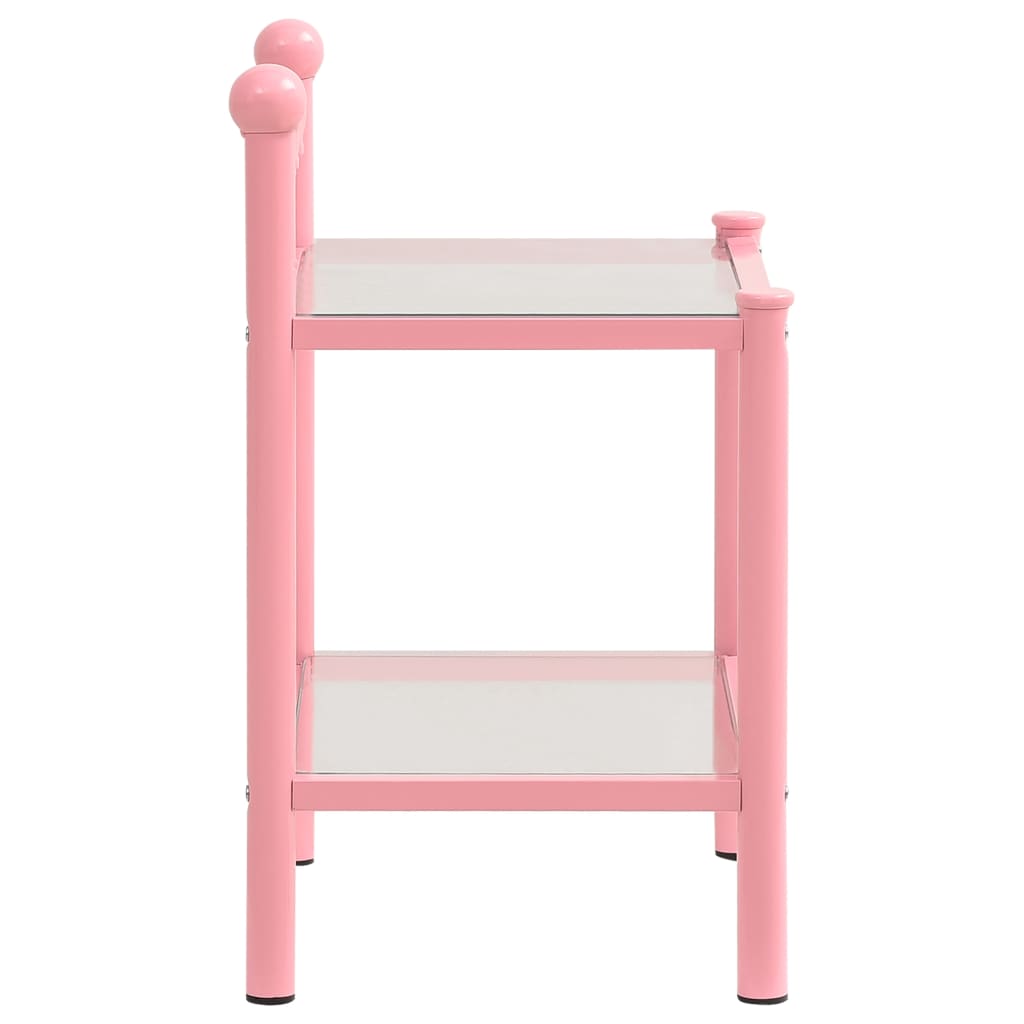 Comodini 2 pz Rosa e Trasparente in Metallo e Vetro - homemem39