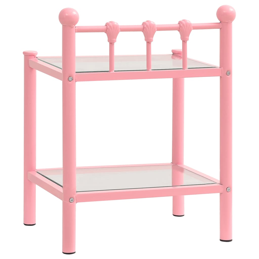 Comodini 2 pz Rosa e Trasparente in Metallo e Vetro - homemem39