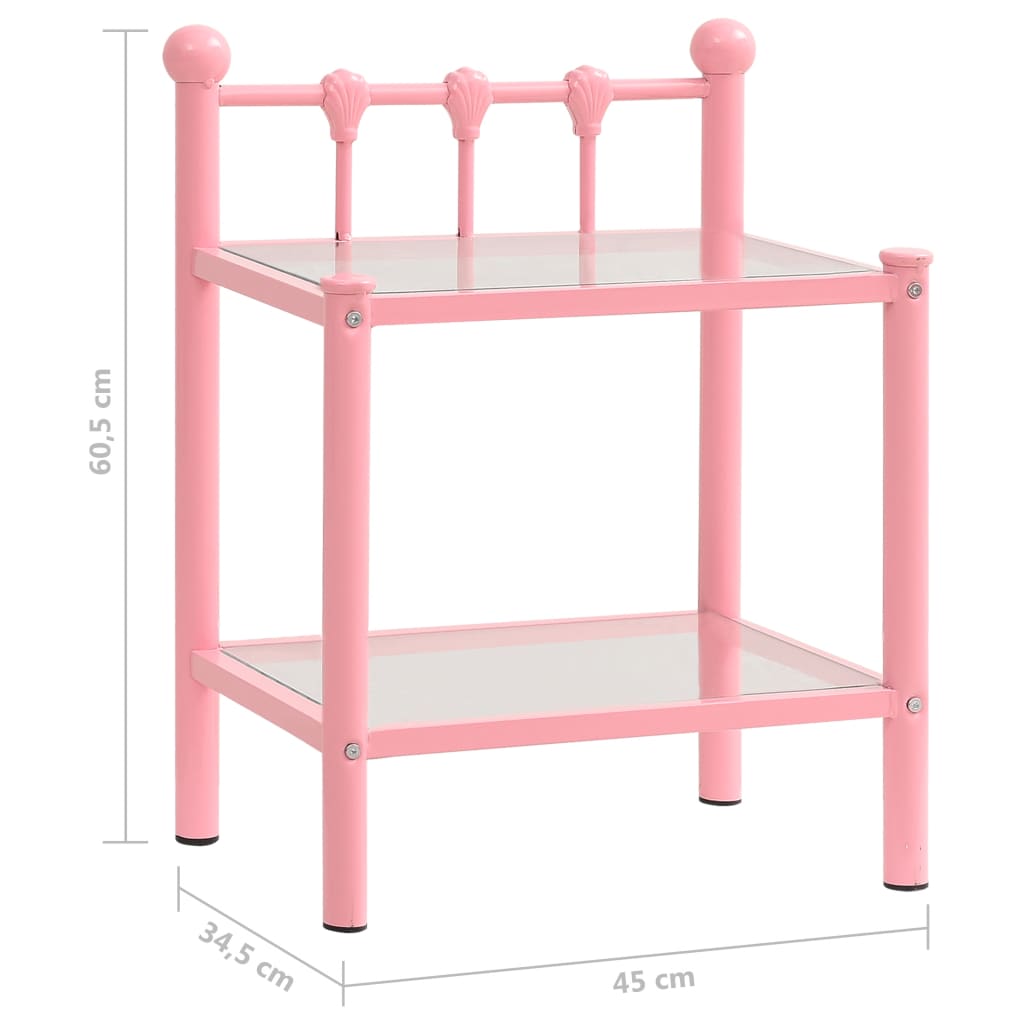 Comodini 2 pz Rosa e Trasparente in Metallo e Vetro - homemem39