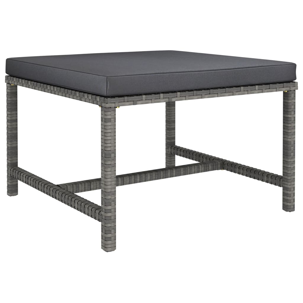 Poggiapiedi Modulare con Cuscino in Polyrattan Grigio - homemem39
