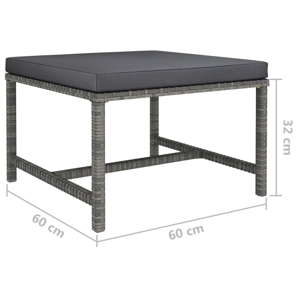 Poggiapiedi Modulare con Cuscino in Polyrattan Grigio - homemem39