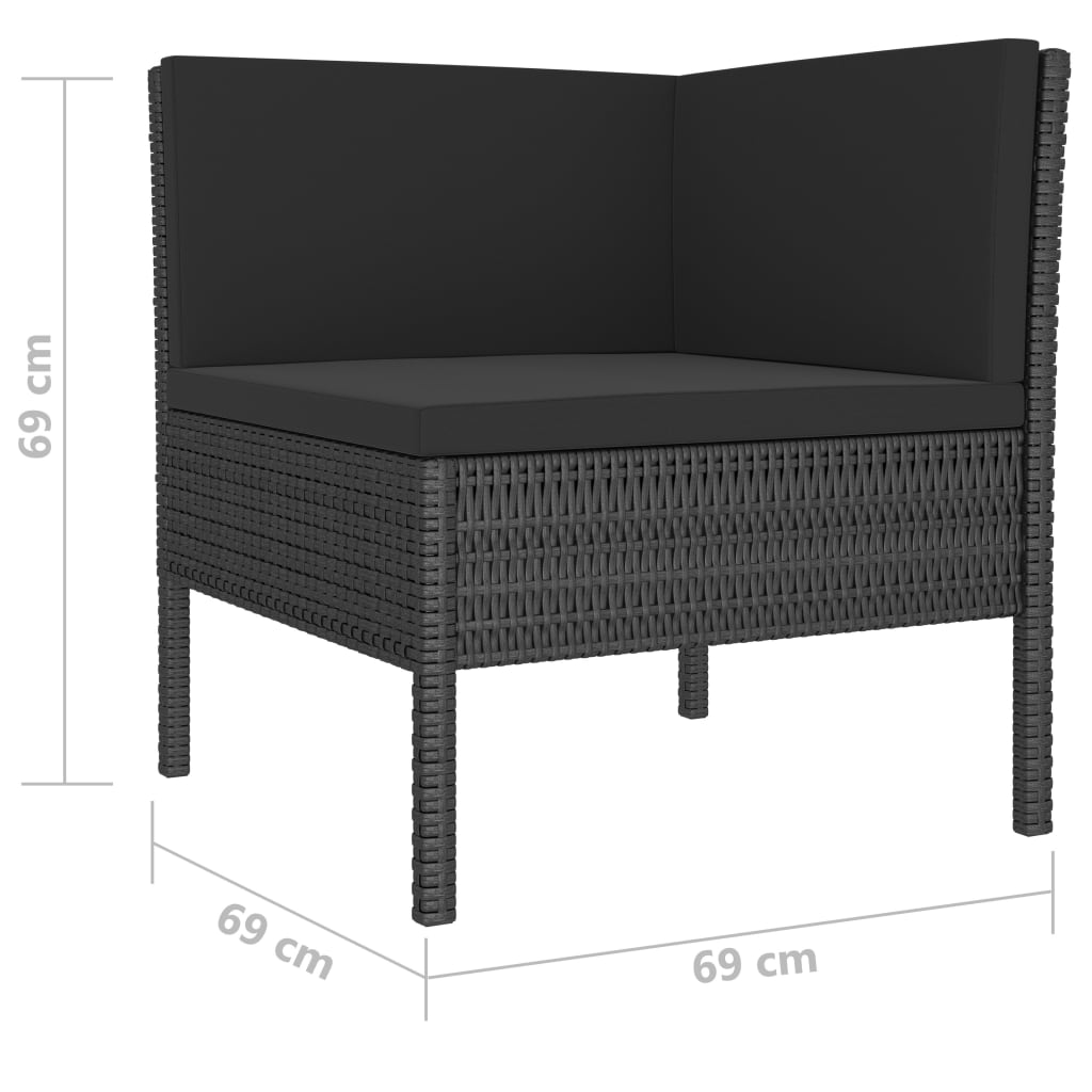 Set Divani da Giardino 4 pz con Cuscini in Polyrattan Nero - homemem39