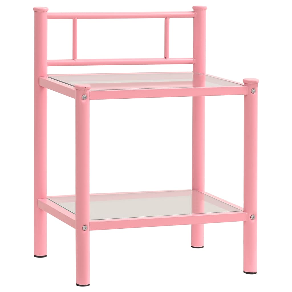 Comodini 2 pz Rosa e Trasparente in Metallo e Vetro - homemem39