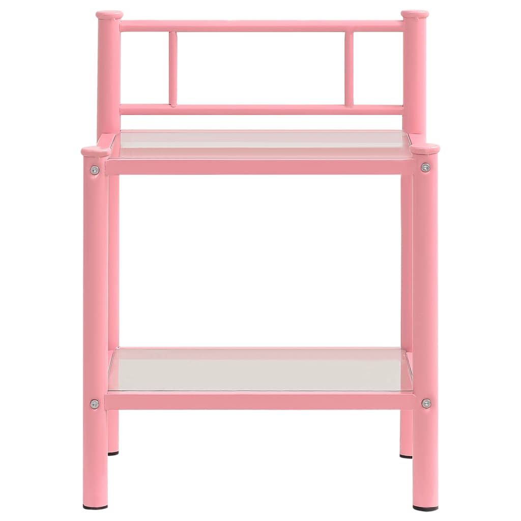 Comodini 2 pz Rosa e Trasparente in Metallo e Vetro - homemem39