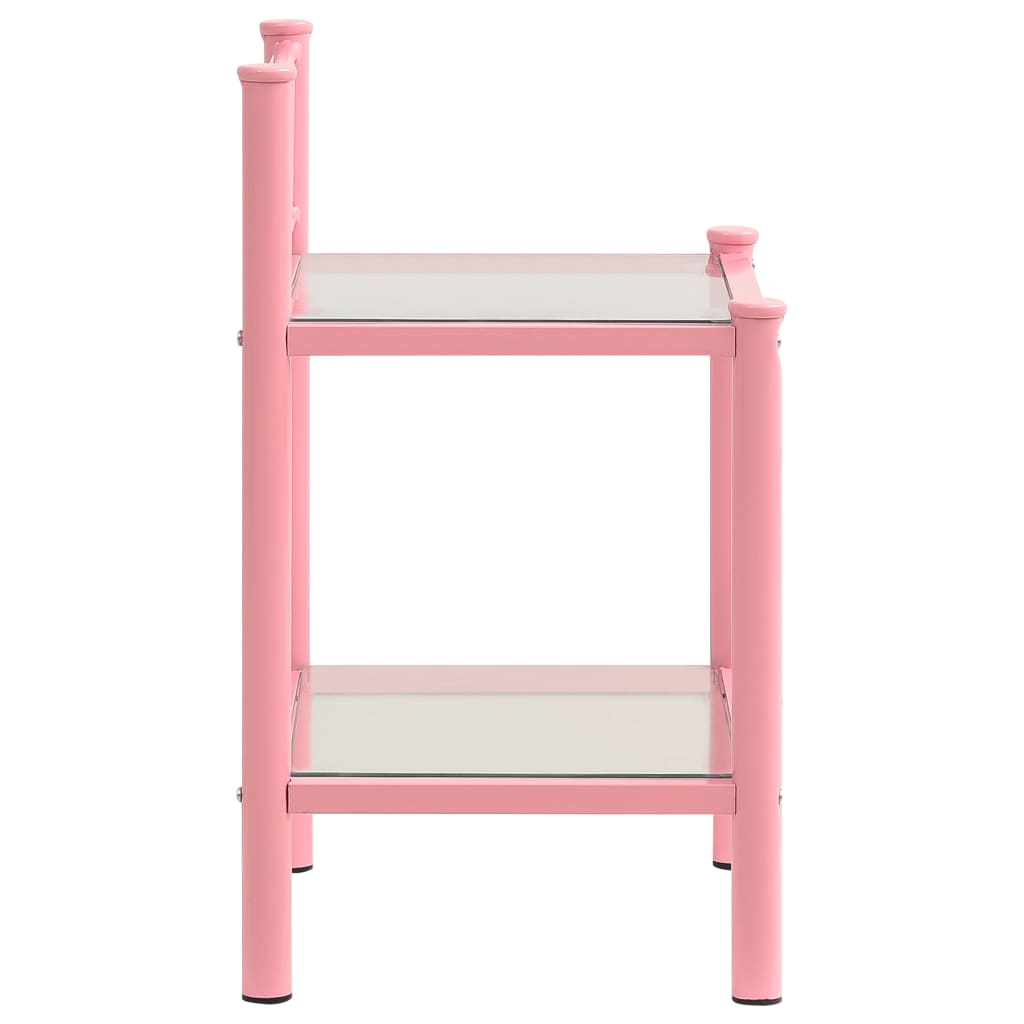 Comodini 2 pz Rosa e Trasparente in Metallo e Vetro - homemem39