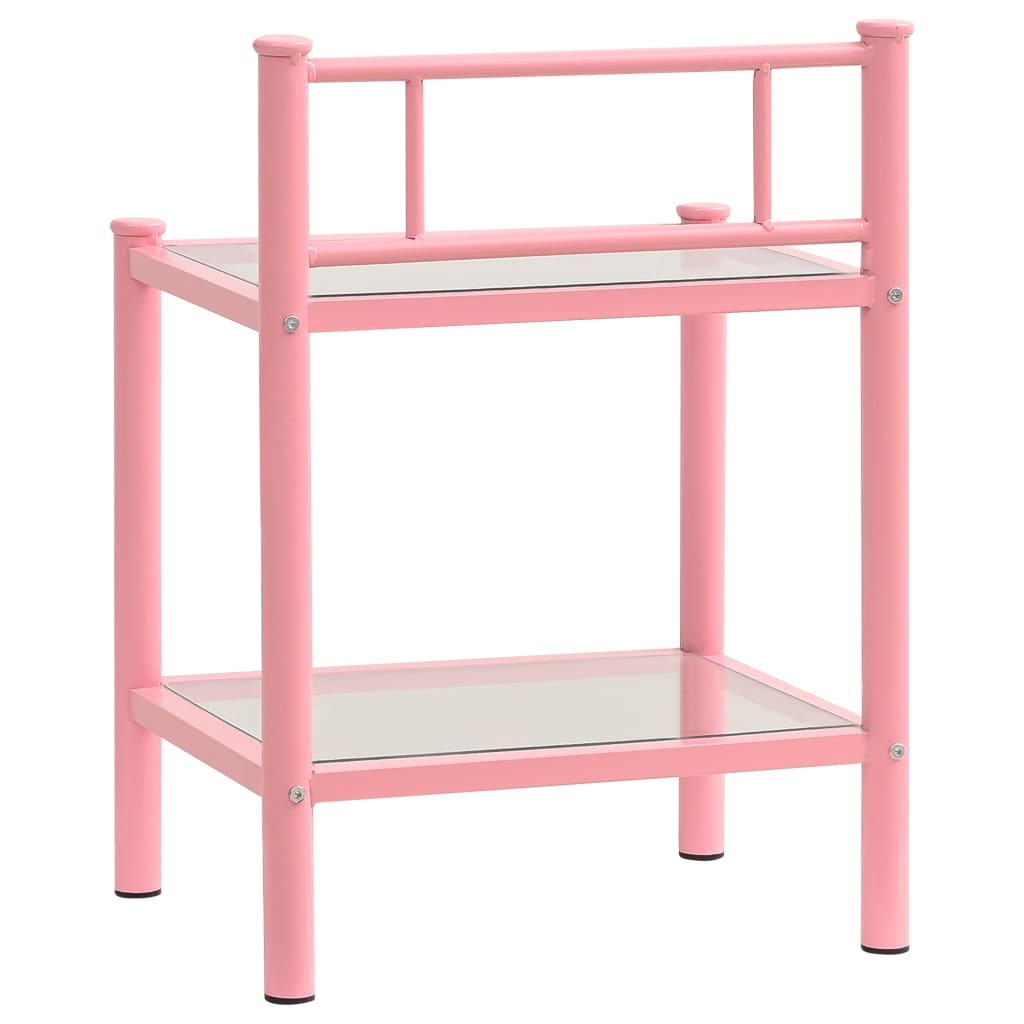 Comodini 2 pz Rosa e Trasparente in Metallo e Vetro - homemem39