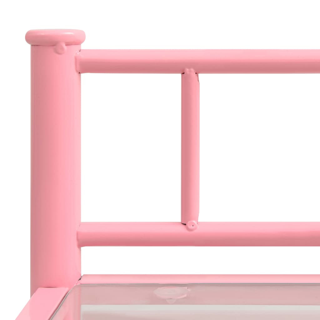 Comodini 2 pz Rosa e Trasparente in Metallo e Vetro - homemem39