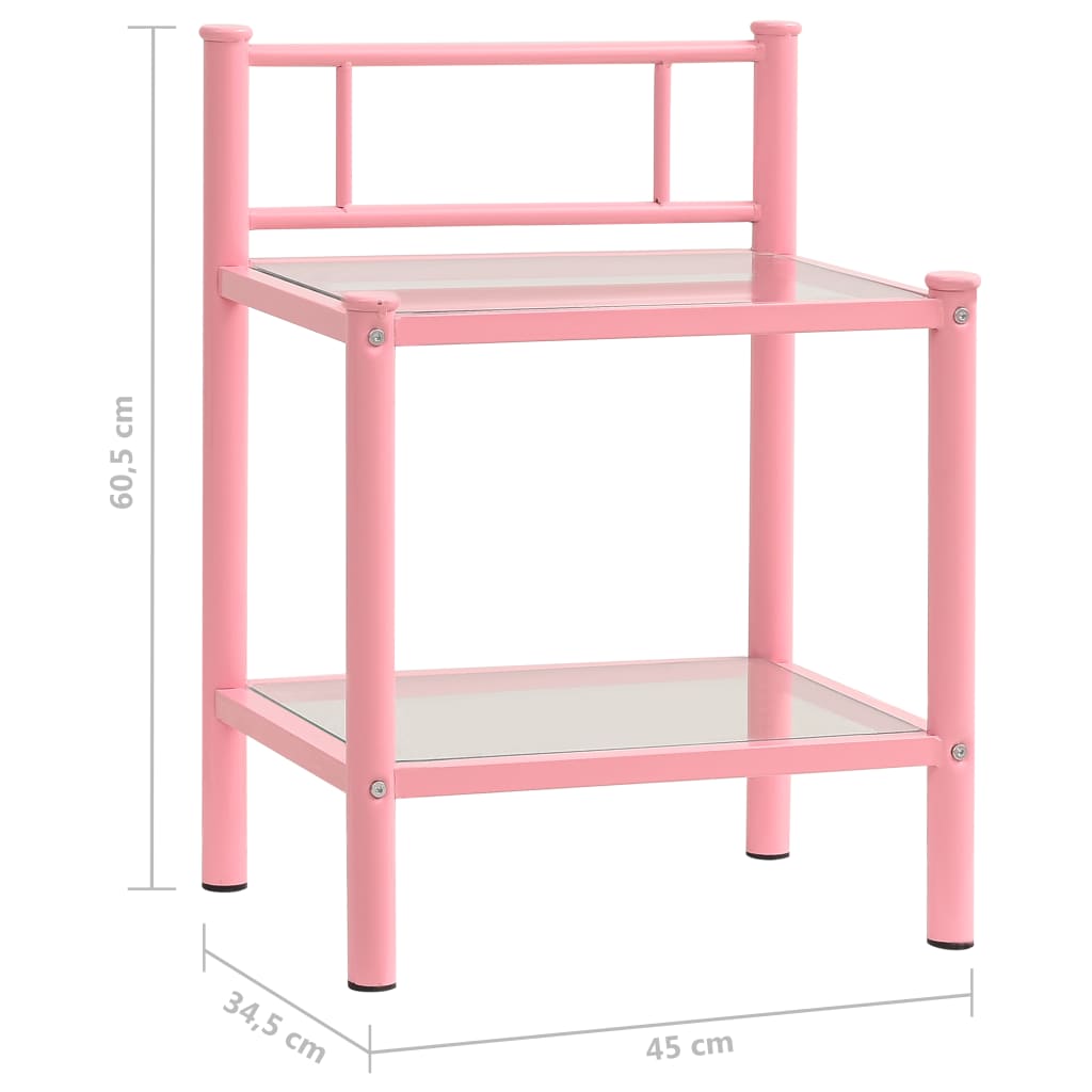 Comodini 2 pz Rosa e Trasparente in Metallo e Vetro - homemem39
