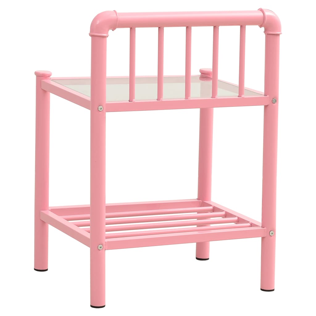Comodini 2 pz Rosa e Trasparente in Metallo e Vetro - homemem39