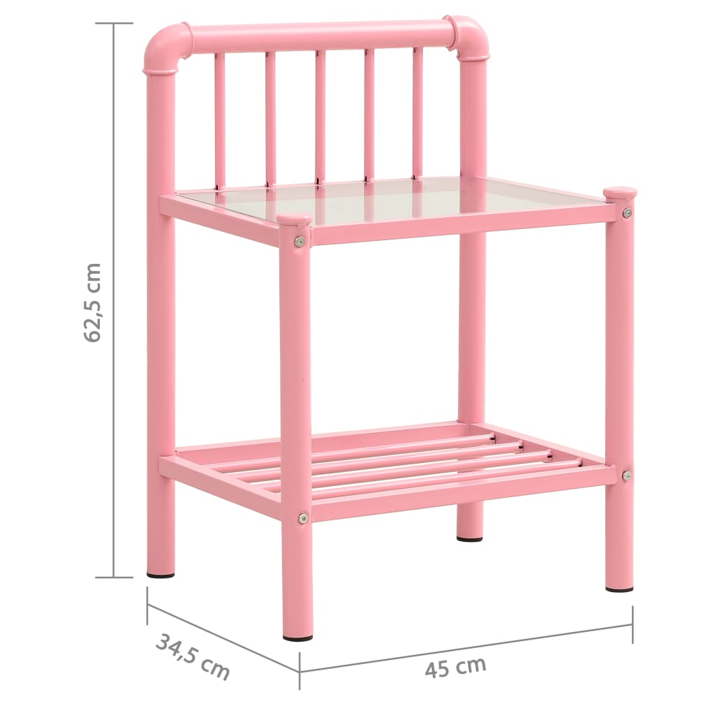 Comodini 2 pz Rosa e Trasparente in Metallo e Vetro - homemem39