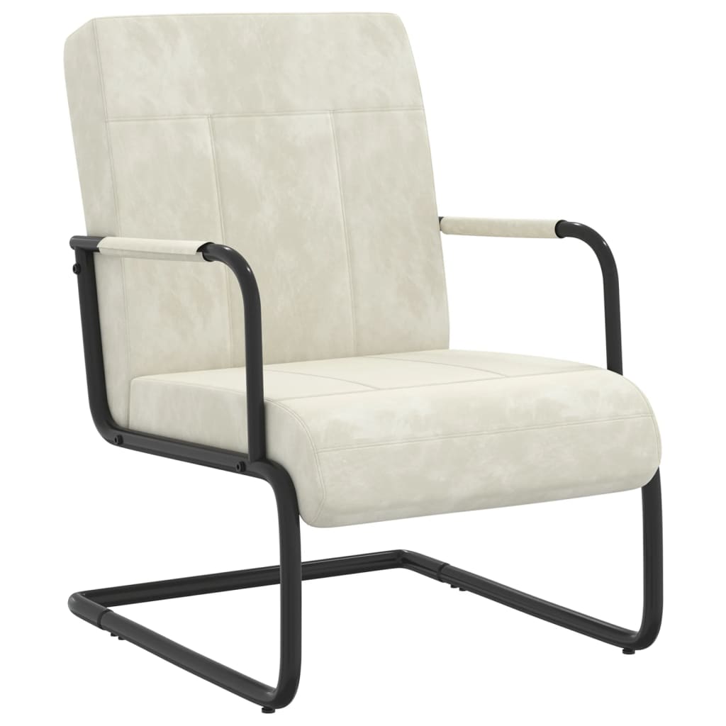 Sedia a Sbalzo Bianco Crema in Velluto - homemem39