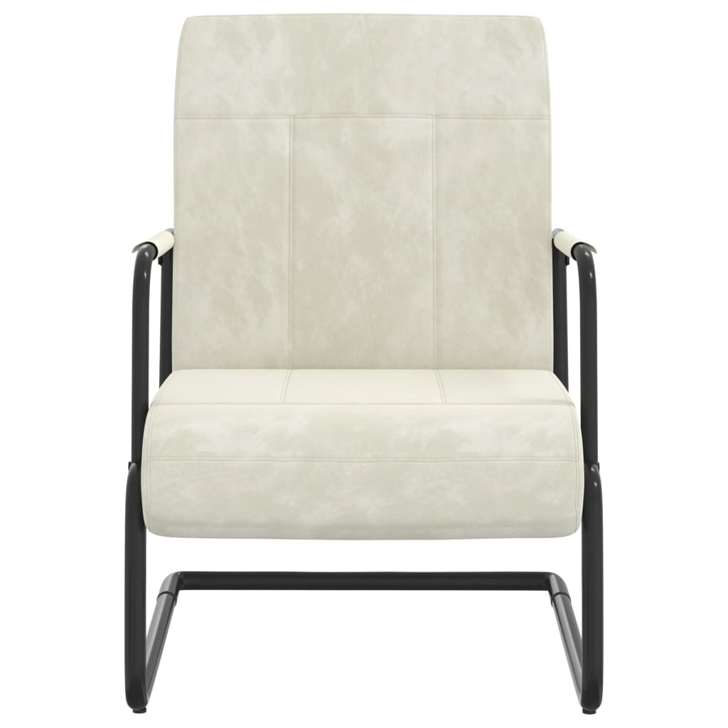 Sedia a Sbalzo Bianco Crema in Velluto - homemem39