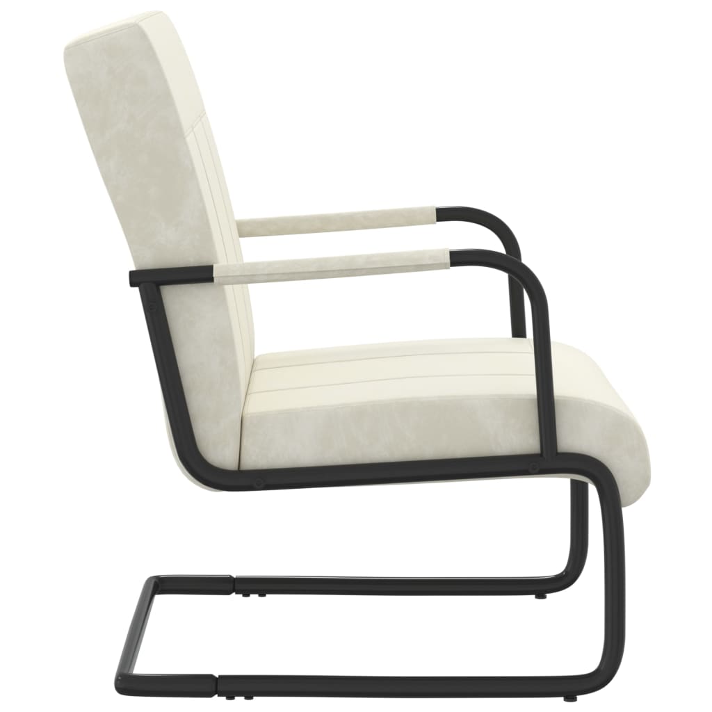 Sedia a Sbalzo Bianco Crema in Velluto - homemem39