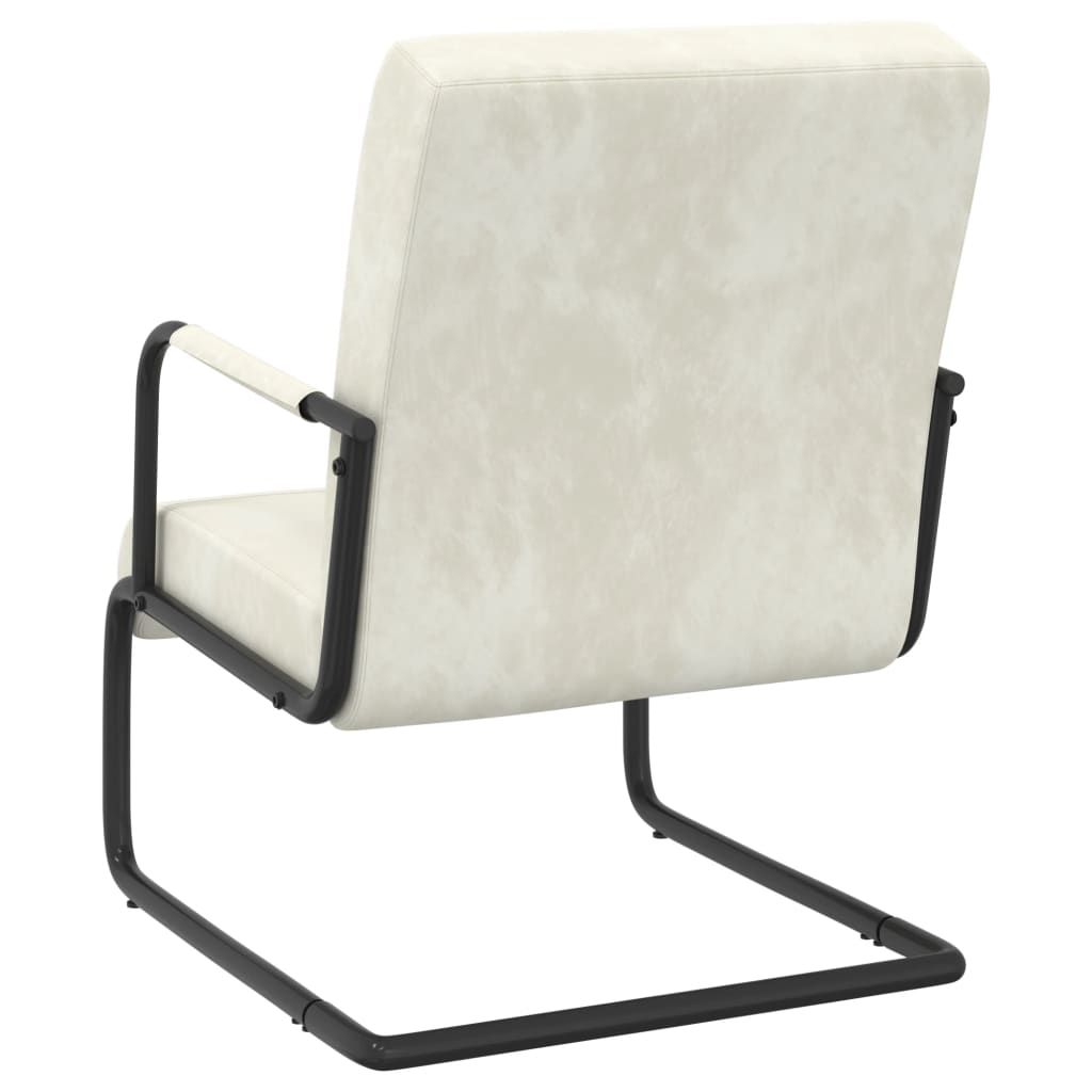 Sedia a Sbalzo Bianco Crema in Velluto - homemem39