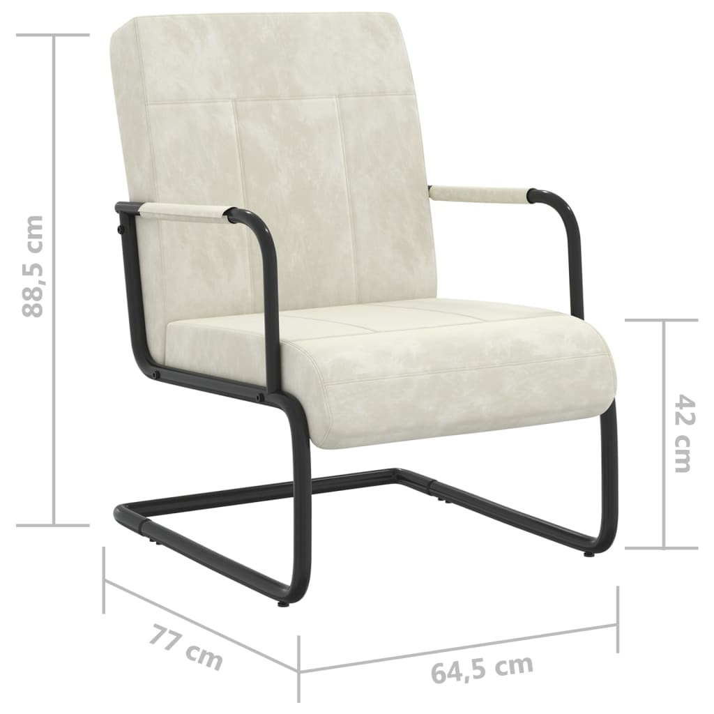 Sedia a Sbalzo Bianco Crema in Velluto - homemem39