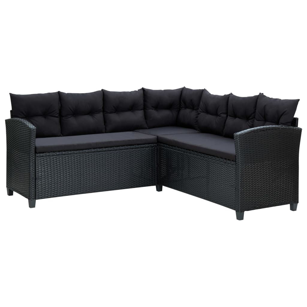 Set Divani da Giardino 6 pz con Cuscini in Polyrattan Nero - homemem39