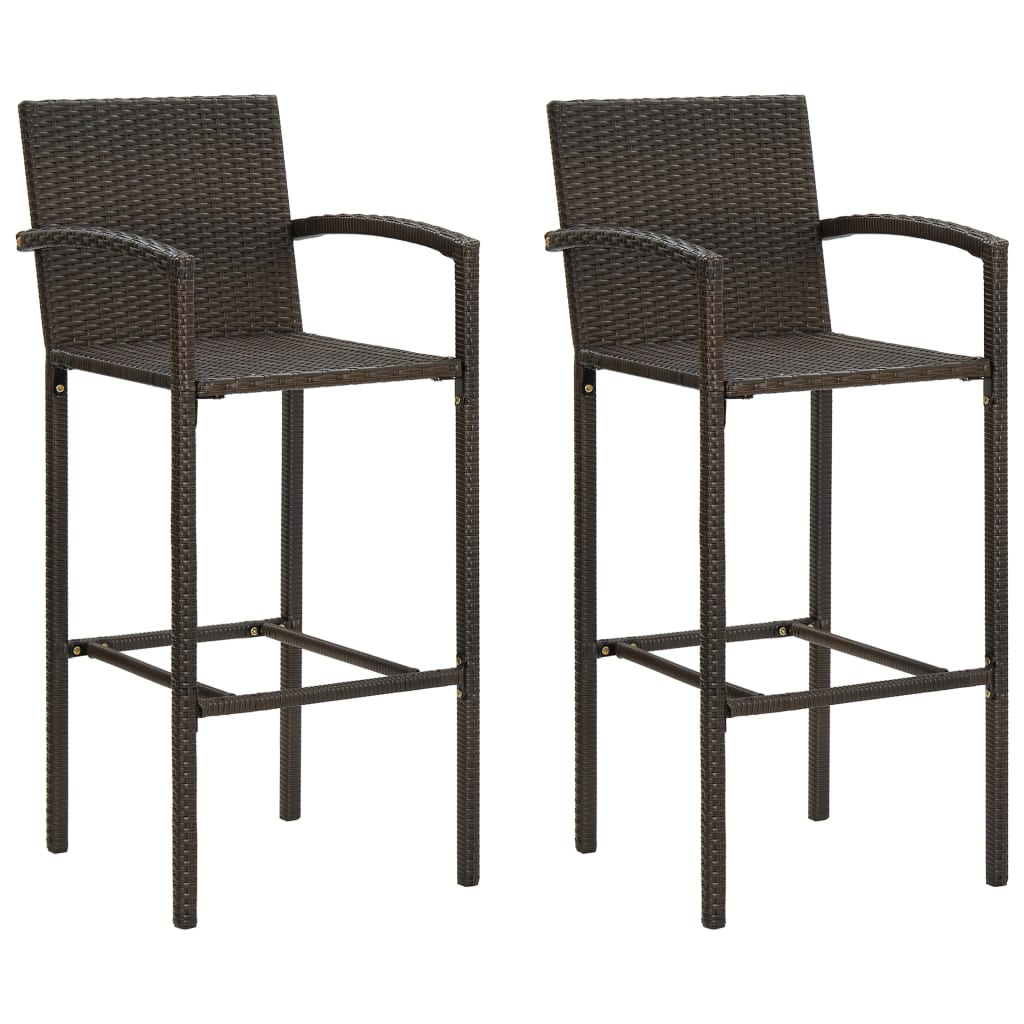 Set Bar da Giardino 3 pz con Braccioli in Polyrattan Marrone - homemem39