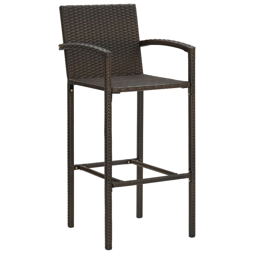 Set Bar da Giardino 3 pz con Braccioli in Polyrattan Marrone - homemem39